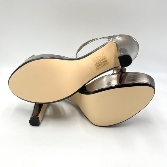 Touch Ups Womens 10M Metallic Silver Pewter Platform Dress Sandals Heels Shoes - Picture 10 of 16
